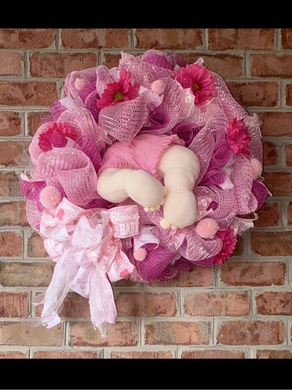 Pink Baby Girl Blessing Wreath